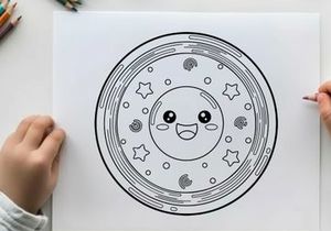Cute smiling planet earth vector illustration with stars