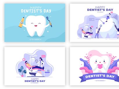 20 World Dentist Day Cartoon Background Illustration