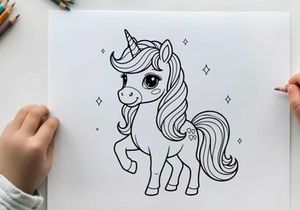 Cute unicorn standing magical fantasy vector illustration