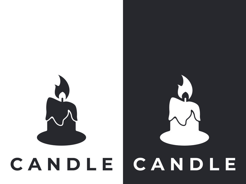 Simple burning luxury candlelight logo design with isolated background.Template for business, sign, company.