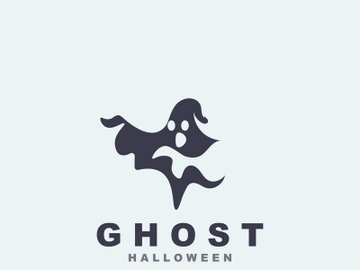 Halloween spooky ghost character in flat style isolated template design preview picture