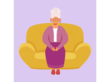 Smiling senior woman flat vector illustration preview picture