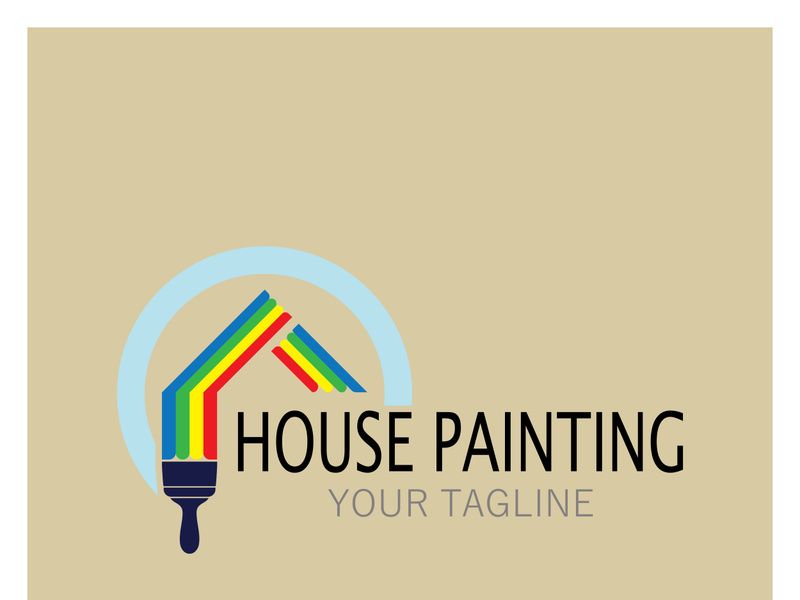 logo icon illustration house paint with a blend of brushes and rollers for house wall paint design, minimalist house, painting, interior, building, property business, wallpaper, vector concept