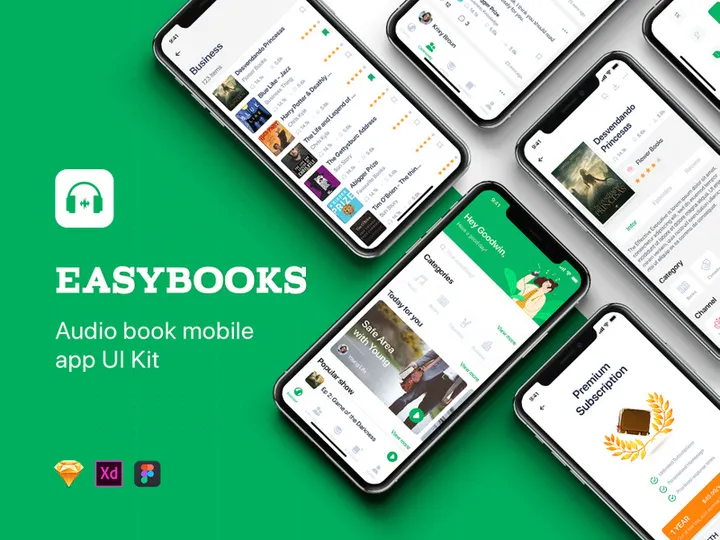 Easybooks - Audiobook UI Kit for Adobe XD