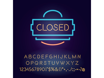 Closed vector neon light board sign illustration preview picture