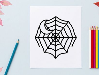 Desain jaring laba-laba geometris untuk dekorasi Halloween. Ilustrasi vektor hitam putih minimalis pola jaring laba-laba.