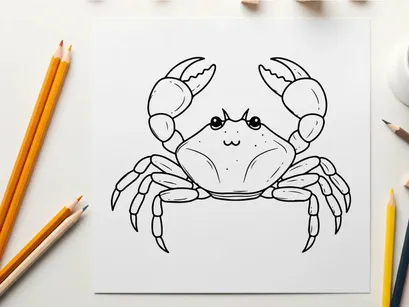 Cute cartoon crab smiling vector illustration flat design