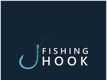 fishing hook logo design, fishing bait, fishing shop, tournament, angler, fishing community