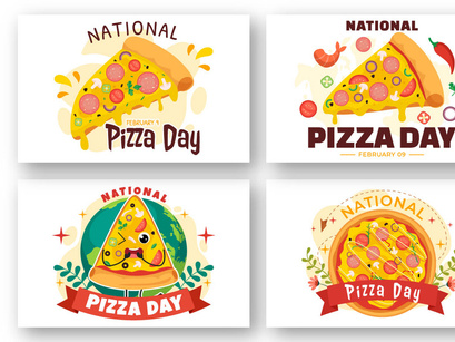 14 National Pizza Day Vector Illustration