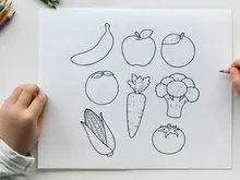 Fresh fruits vegetables flat design vector illustration
