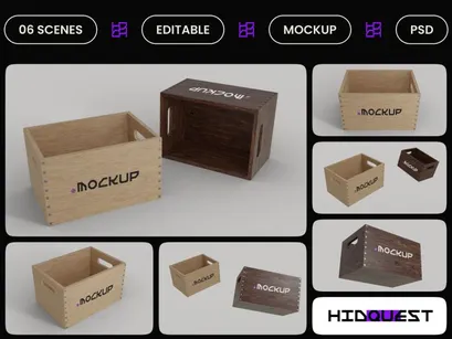 Wooden Fruit Crate Mockup