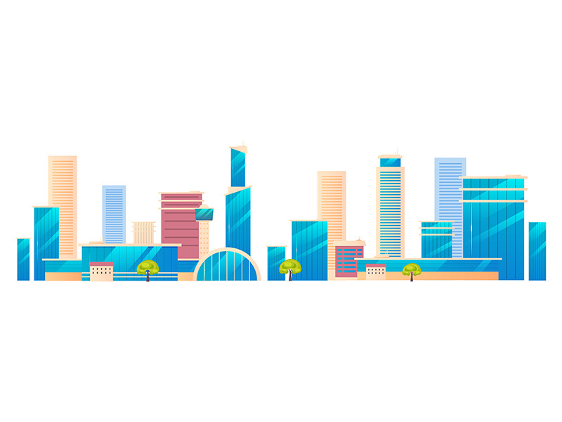 Modern city, metropolis cartoon vector illustration