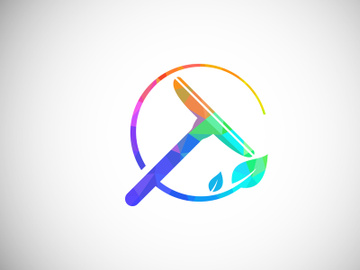 Low Poly Cleaning Service Logo Design Template, Cleaning Company Logo Sign Symbol. preview picture