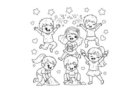 Children playing joyfully vector illustration flat design