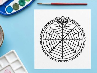 Geometric webbed badge with floral bow design. Vector emblem for branding and decorative patterns.