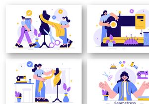 9 Seamstress at Work Illustration