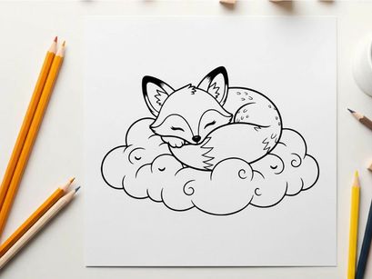 Sleeping fox cute cartoon vector illustration flat design