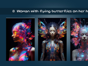 Woman with flying butterflies on her hair preview picture