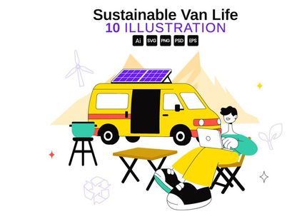 10 Sustainable Van Life Illustration