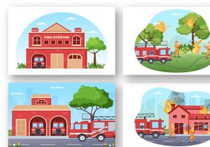 11 Fire Department or Firefighter Illustration