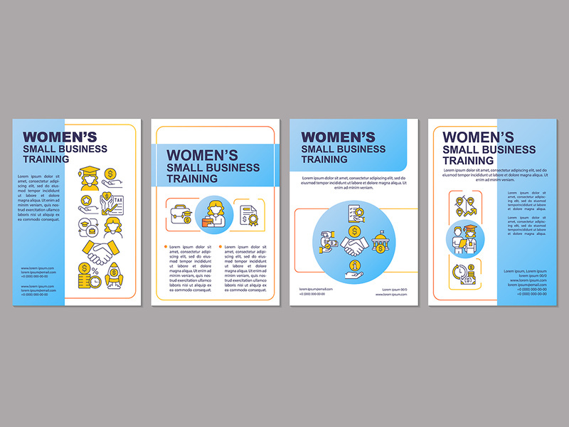 Training for women in small business blue brochure template