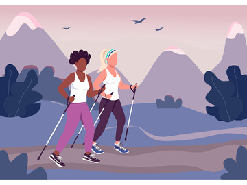 Fitness trend flat color vector illustration preview picture