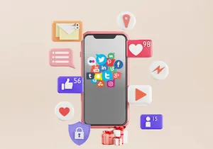 Social Media 3D Illustration Mockup