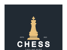 Chess strategy game logo with horse, king, pawn, minister and rook. Logo for chess tournament, chess team, chess championship, chess game application.