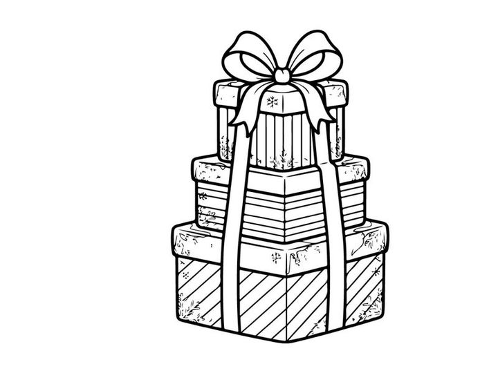 Stacked gift boxes with ribbon bow for festive Christmas celebration and holiday gifting