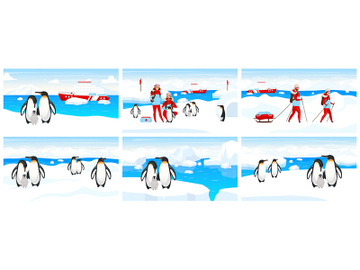 Antarctic expedition flat vector illustration preview picture