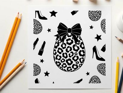 Silhouette of leopard print cosmetic bag with beauty items