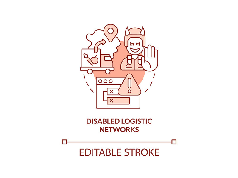 Disabled logistic networks red concept icon