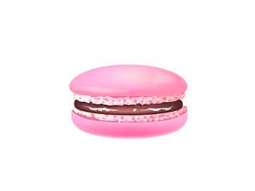 Macaroon, pink almond cookie realistic vector illustration preview picture