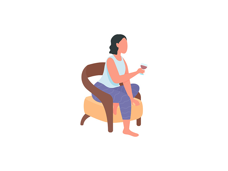 Woman drinking woman flat color vector faceless character