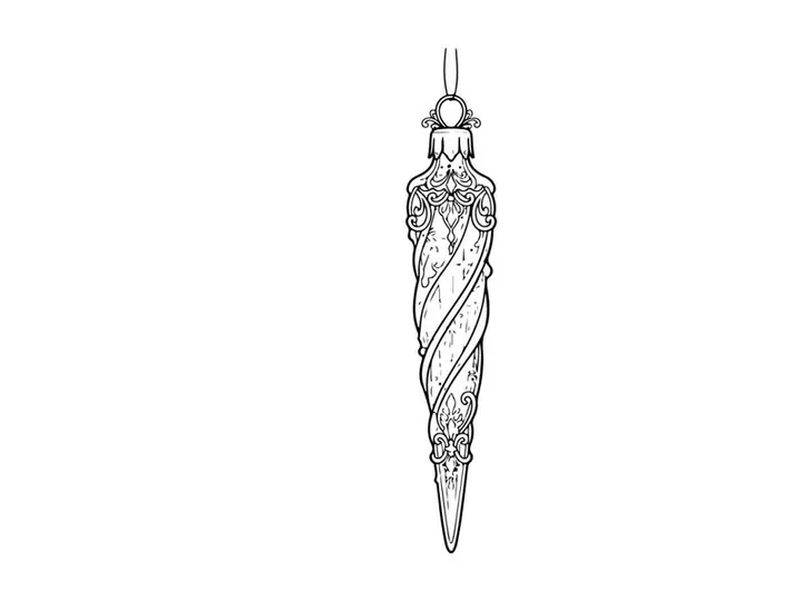 Christmas tree icicle ornament line art illustration for holiday festive season decor