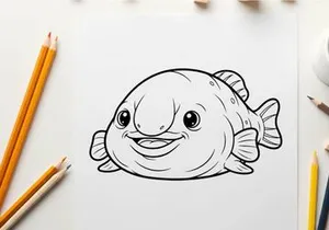 Happy cartoon fish smiling vector illustration flat design