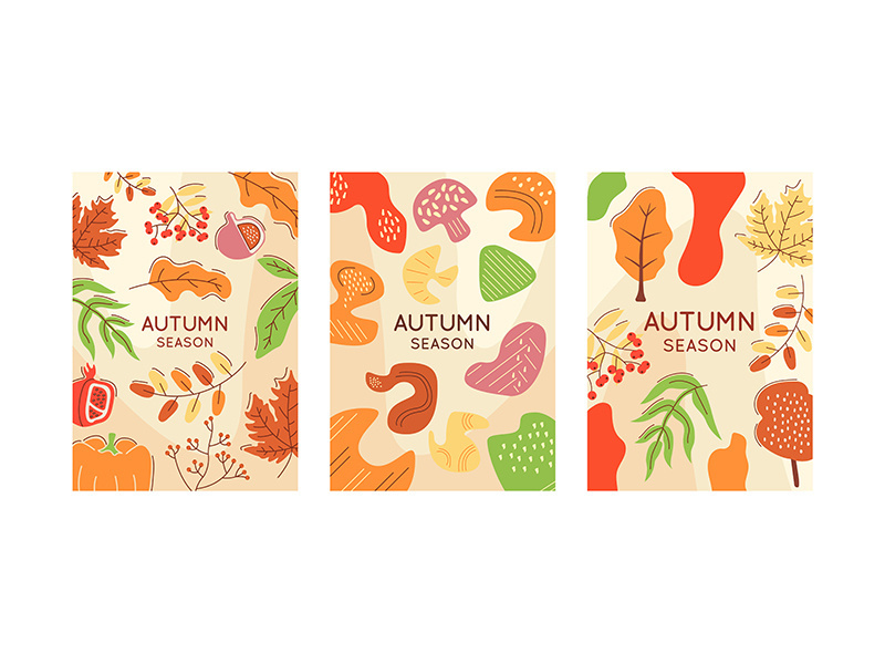 Fall scenery abstract posters template set