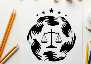 Gerechtigkeitswaage mit Zebrastreifen-Vektorgrafik