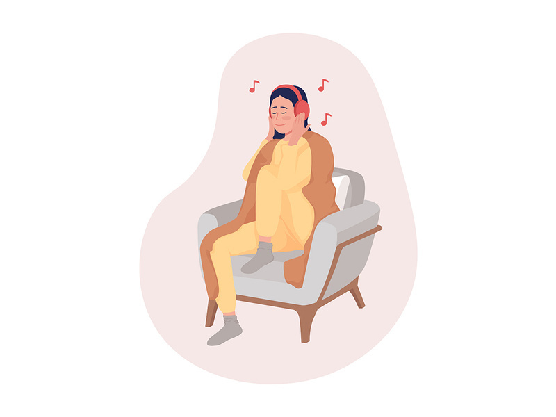 Girl listening music vector isolated illustration