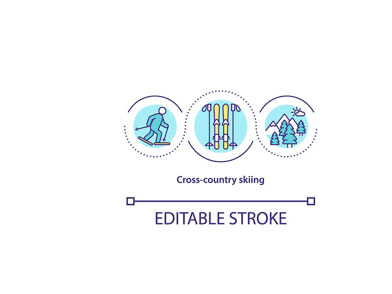 Cross country skiing concept icon