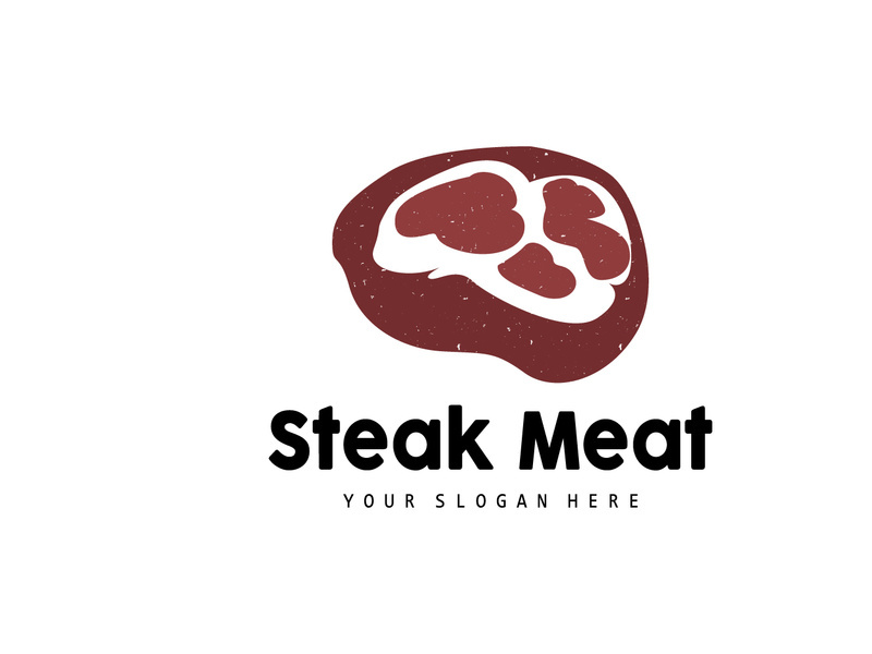 Steak Logo, Vintage Retro Rustic BBQ Grill Theme Design Style