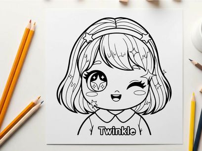 Cute girl twinkle star eyes vector illustration flat design