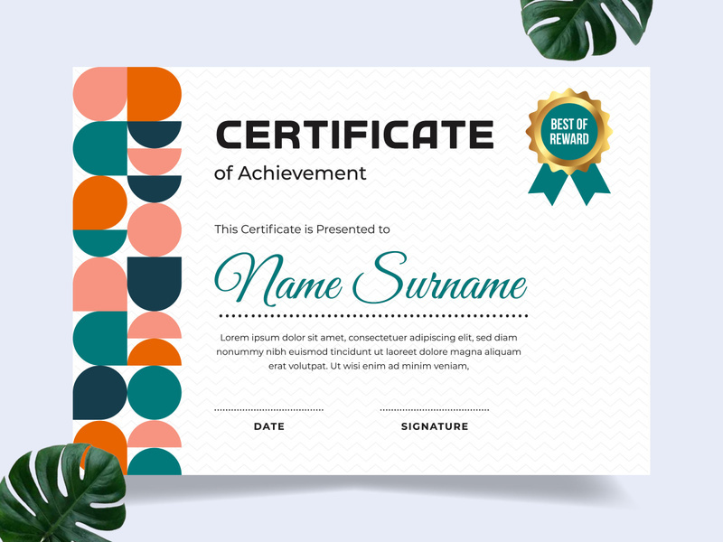 Modern certificate design template