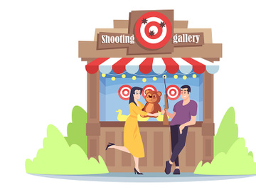 Shooting gallery flat illustration preview picture