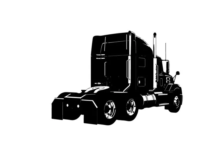 Silhouette of a large truck with a sleeper cabin silhouette