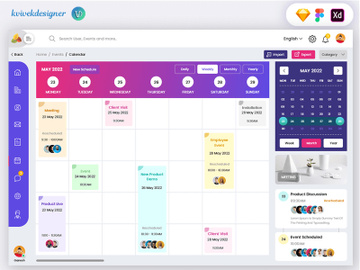 Admin Dashboard Calendar Schedule Page Web UI Template preview picture