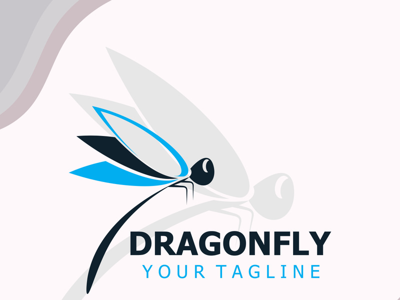 Dragonfly logo design modern and elegant minimalist color style monoline illustration