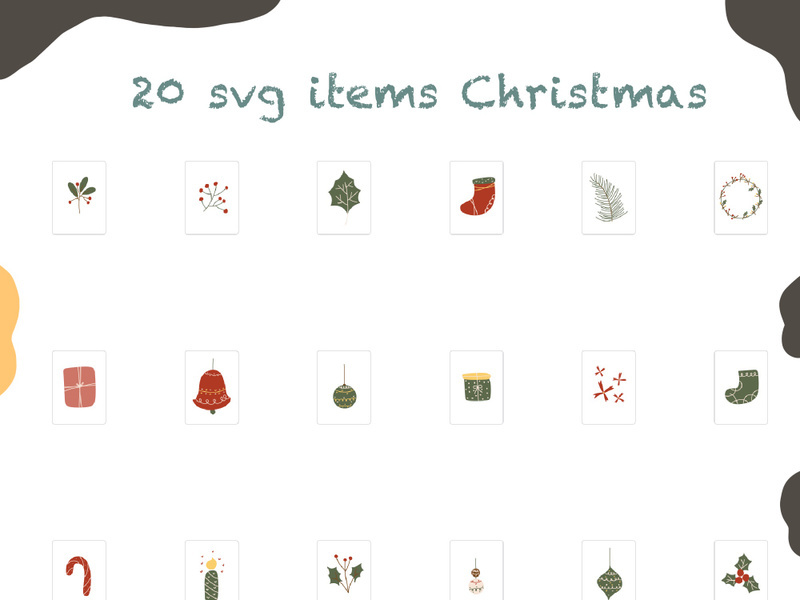 20 svg items Christmas elements illustration design art season plant