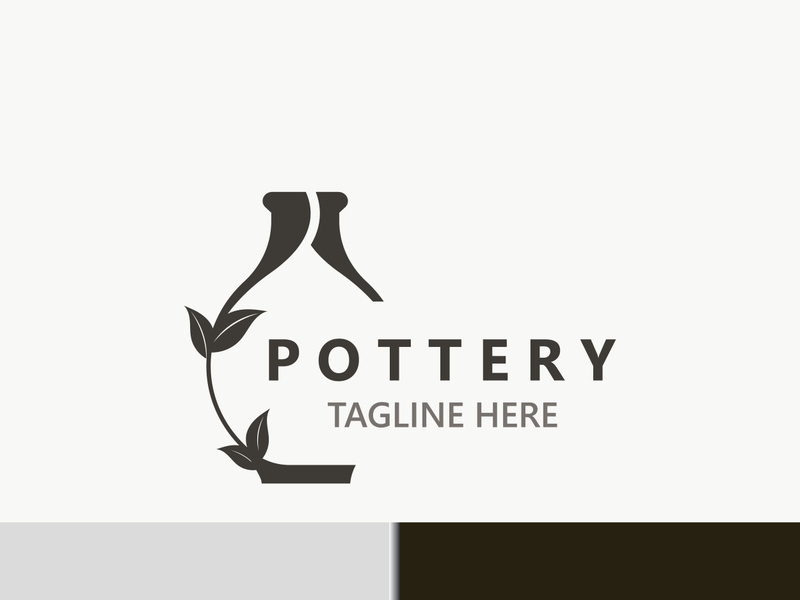 Pottery logo design handmade, creative traditional mug craft concept inspiration nature workshop