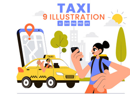 9 Taxi Booking Travel Service Illustration preview picture